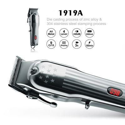 Metal Professional Hair Clipper Electrical Rechargeable Plug And Play 2000mAh Lithium Battery LED Display For Salon